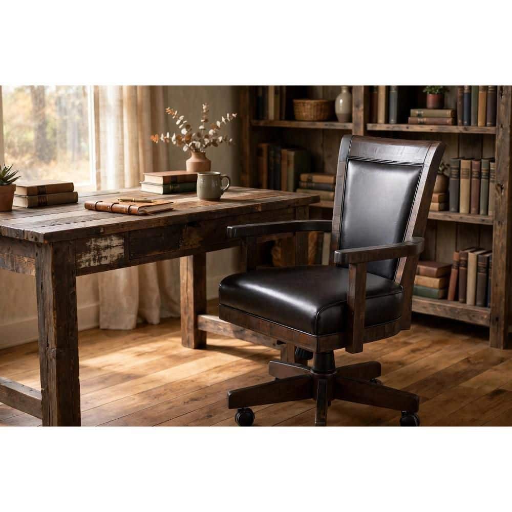 Faux Leather Seat Flint Rolling Swivel Ergonomic Gaming Chair in Brown and Black with Arms