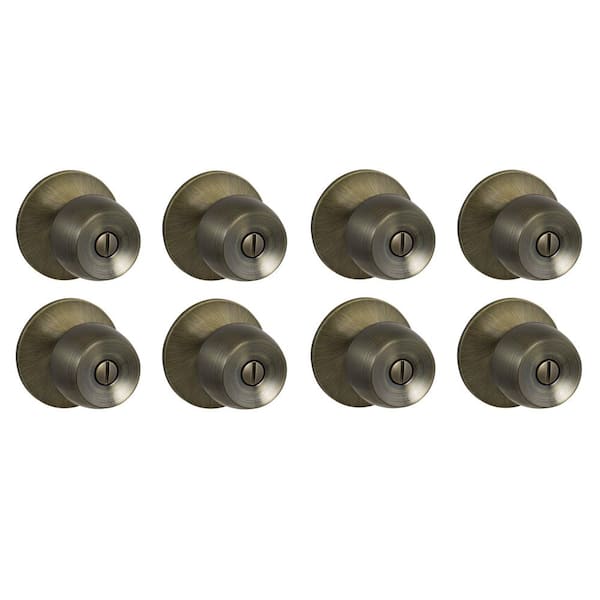 Defiant Brandywine Antique Brass Bed/Bath Door Knob (8-Pack)