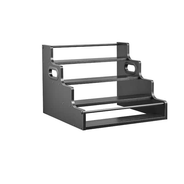 4-Tier 16-Bottle Black 15.9 in. W Wine Rack, Mini Bar Cabinet, Rustic Bar Shelves for Liquor Whiskey, Spirits