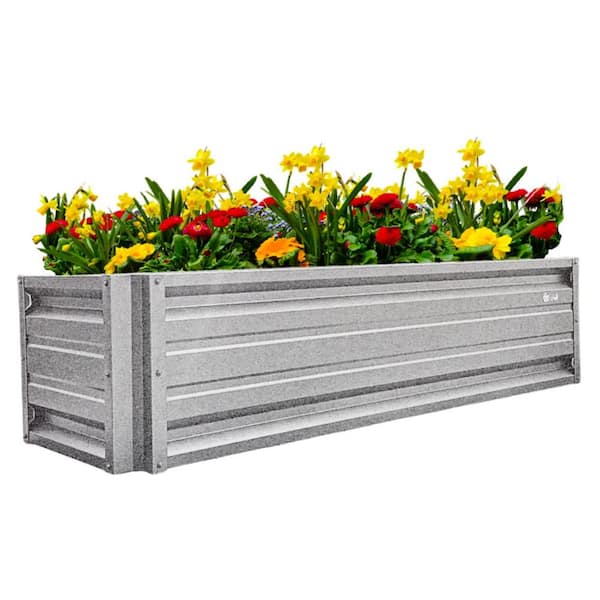 ALL METAL WORKS 24 inch by 72 inch Rectangle Galvalume Metal Planter Box