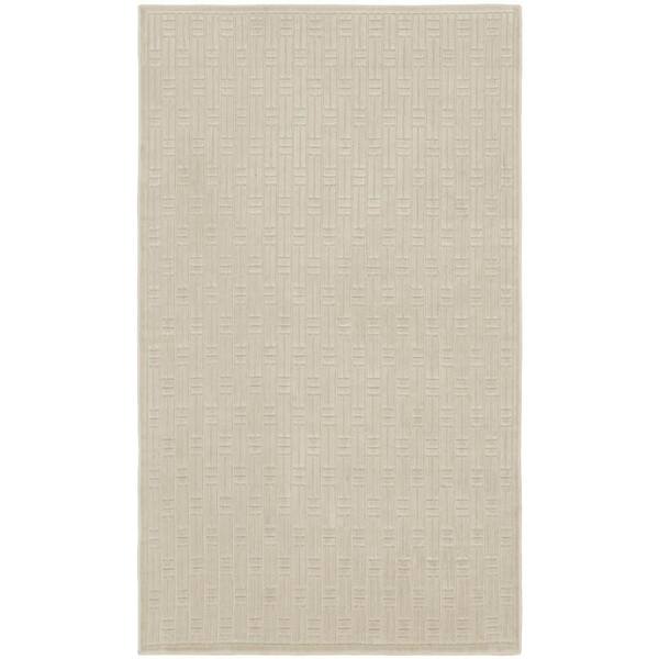 Washable Charm Silver Ivory 2 ft. x 3 ft. Geometric Contemporary Area Rug