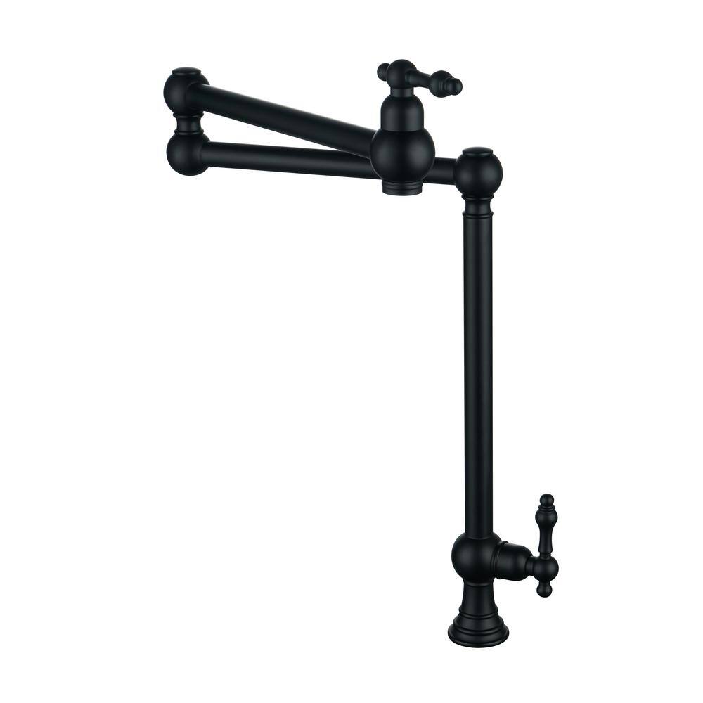 IVIGA Matte Black Deck Mounted Pot Filler with Double Handle Swing ...