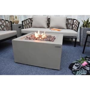 27 in. x 14 in. Square Concrete Fire Pit in Gray Ridgefield Natural Gas fire Pit