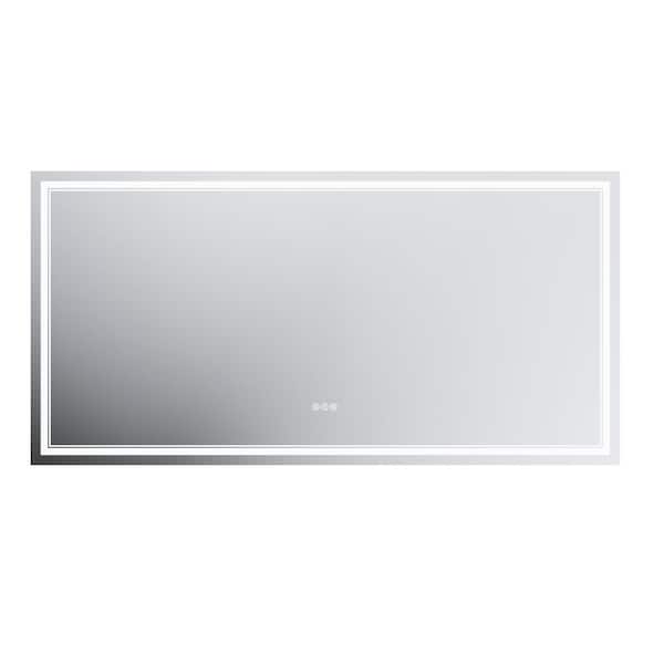 Unbranded 72 in. W x 36 in. H Frameless LED Wall Mounted Bathroom Vanity Mirror Light Anti Fog, Dimmable, Tricolor Temperature