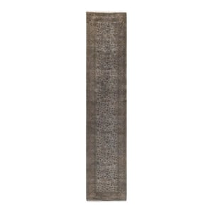 Gray 2 ft. 7 in. x 12 ft. 6 in. Fine Vibrance One-of-a-Kind Hand-Knotted Area Rug