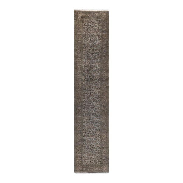 Solo Rugs Gray 2 ft. 7 in. x 12 ft. 6 in. Fine Vibrance One-of-a-Kind Hand-Knotted Area Rug