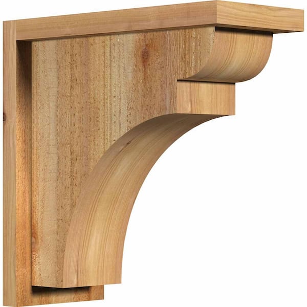 Ekena Millwork 6 in. x 14 in. x 14 in. Western Red Cedar Yorktown Rough Sawn Corbel with Backplate