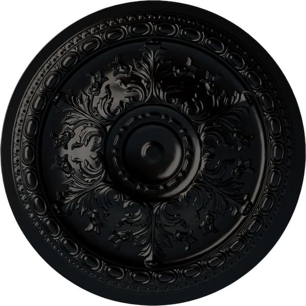 Ekena Millwork 38-3/8" x 2-7/8" Oslo Urethane Ceiling (Fits Canopies up to 7-5/8"), Hand-Painted Jet Black