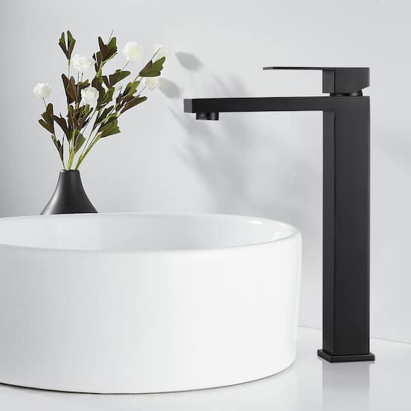 Single Handle Single Hole High Arc Bathroom Faucet with Supply Line Included in Oil Rubbed Bronze