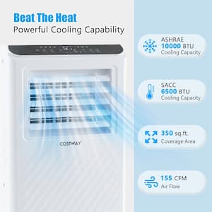 6500 (DOE) BTU Portable Air Conditioner Cools 350 sq. ft. with Dehumidifier Fan in White