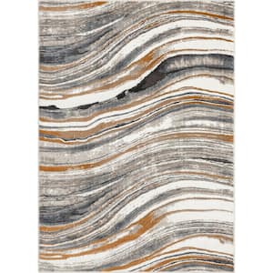 Verity Davina Grey Rust 3 ft. 11 in. x 5 ft. 3 in. Modern Abstract Area Rug