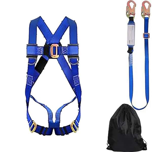130-310 lb. Capacity 13.62x8.35x4.45 inch Full Body Fall Protection Safety Harness Kit with Shock Absorbing Lanyard