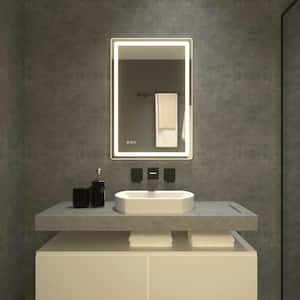 Eira 24 in. W x 36 in. H Round Corner Rectangular Frameless Wall Mount LED Bathroom Vanity Mirror in Polished Crystal