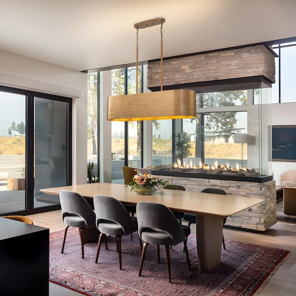 Victoria 5-Light Modern and Contemporary Brass Chandelier Linear Kitchen Island Pendant Light