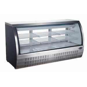 82 in. W 32 cu. ft. Commercial Refrigerator Deli Case, Display Case in Glass/Stainless Steel