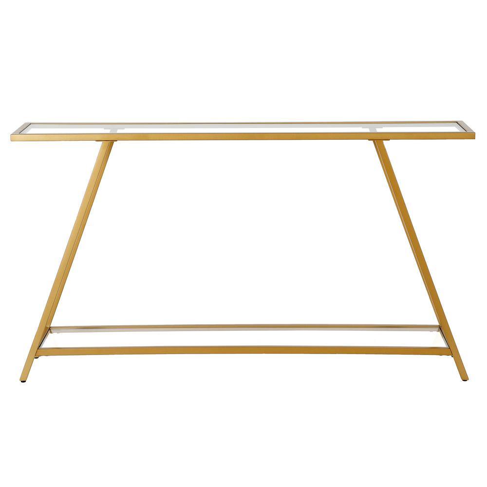 Yair Brass and Glass Rectangular Hallway Table with Storage