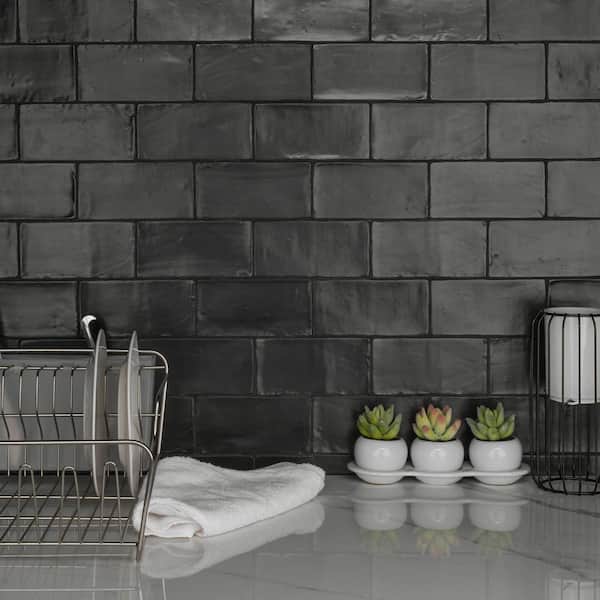 Chester Matte Nero 3 in. x 6 in. Ceramic Wall Tile (5.72 sq. ft./Case)