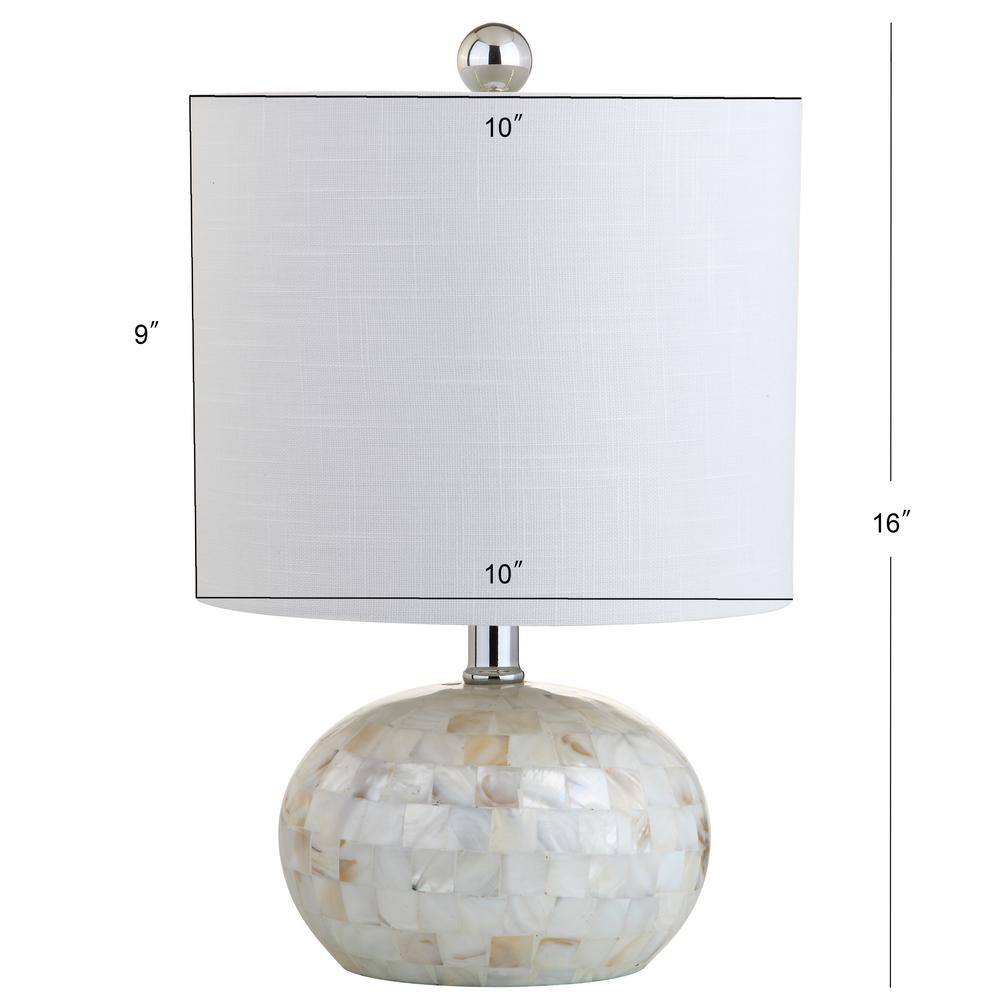 Ivory Capiz Shell Mosaic Table Lamp with White Linen Shade