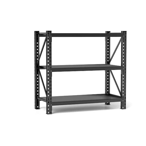 3-Tier Metal Adjustable Heavy Duty Garage Storage Shelving Unit in Black (67 in. W x 63 in. H x 19.7 in. D)