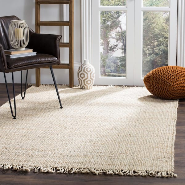 Natural Fiber Ivory 6 ft. x 9 ft. Solid Area Rug