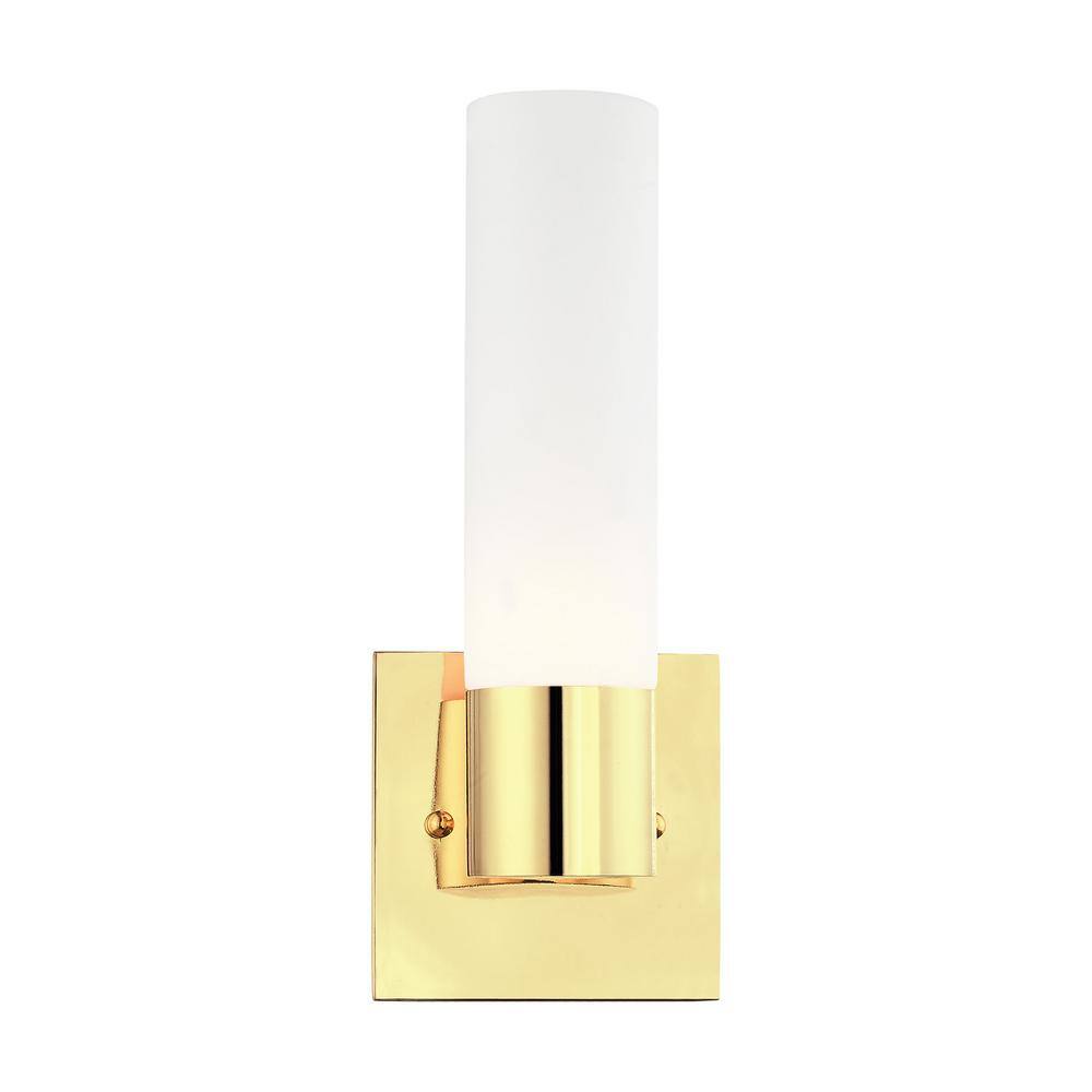 Polished Brass and Opal Glass Wall Sconce