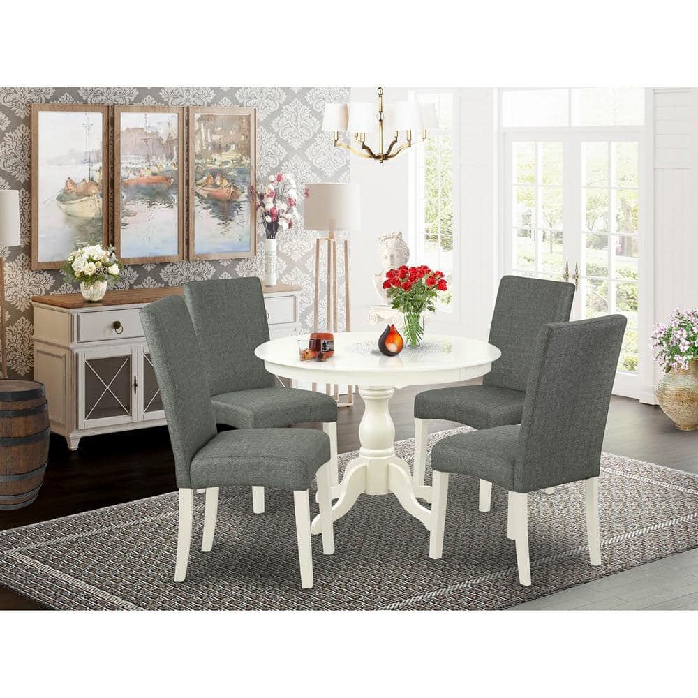 5-Piece Linen White Finish Solid Wood Top Dining table with 4-Chairs with Lattice Back price history on PriceWatchPro