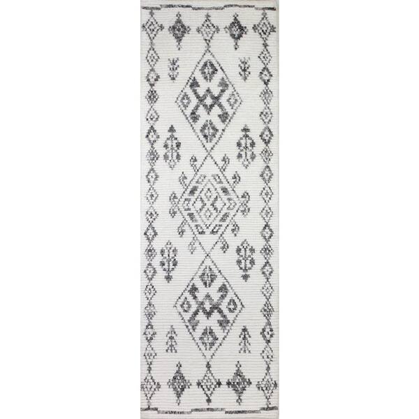 BASHIAN July Ivory 3 ft. x 8 ft. Geometric Transitional Area Rug Runner