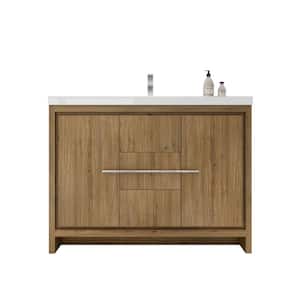 Dolce 48 in. W Bath Vanity in Natural Oak with Reinforced Acrylic Vanity Top in White with White Basin