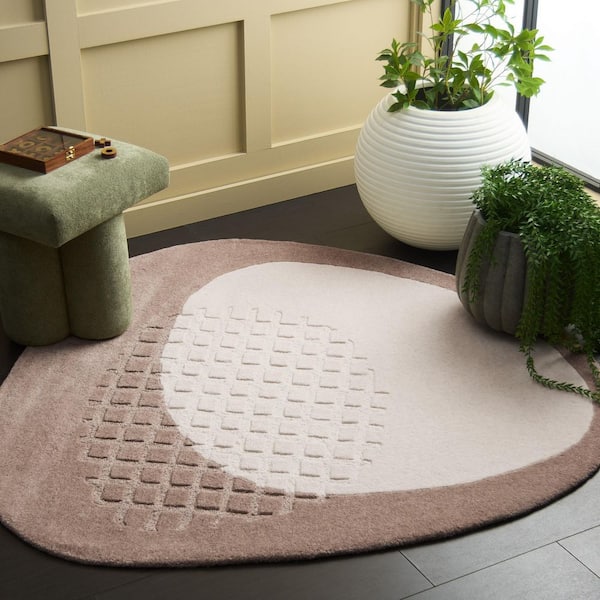 Novelty 6 ft. x 6 ft. Beige/Ivory Two-Tone Solid Specialty Area Rug