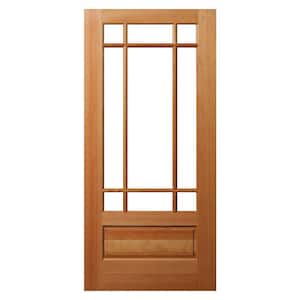 36 in. x 80 in. 1 Panel Universal/Reversible 9-Lite Clear Glass Unfinished Fir Wood Front Door Slab