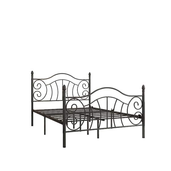 Unbranded 54.53 in. W Black Full Metal Frame Platform Bed with Headboard and Footboard
