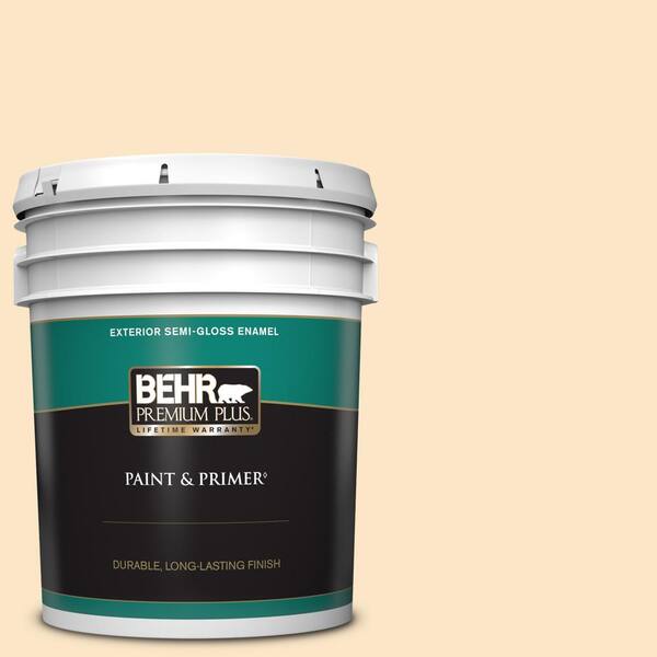 BEHR PREMIUM PLUS 5 gal. #M260-2 Light Nougat Semi-Gloss Enamel Exterior Paint & Primer