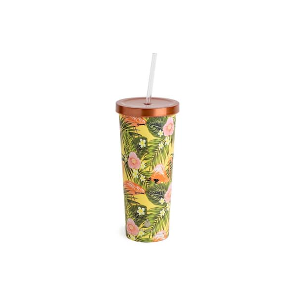 Manna 24 oz. Flamingo Flowers Stainless Steel Chilly Tumbler