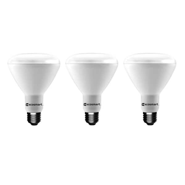 EcoSmart 65-Watt Equivalent BR30 Dimmable LED Light Bulb Daylight (3-Pack)