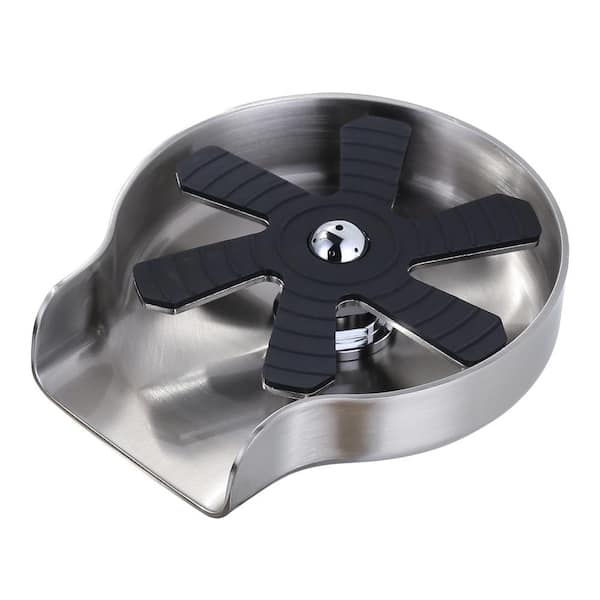 WOWOW 5 in. Metal Glass Rinser for Kitchen Sinks in Brushed Nickel