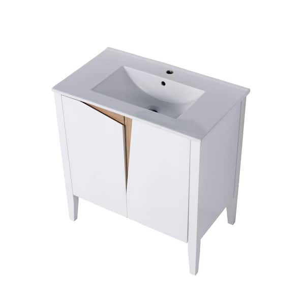 Maincraft 32 in. W x 18.31 in D. x 33.38 in. H Bath Vanity in White with White Ceramic Top