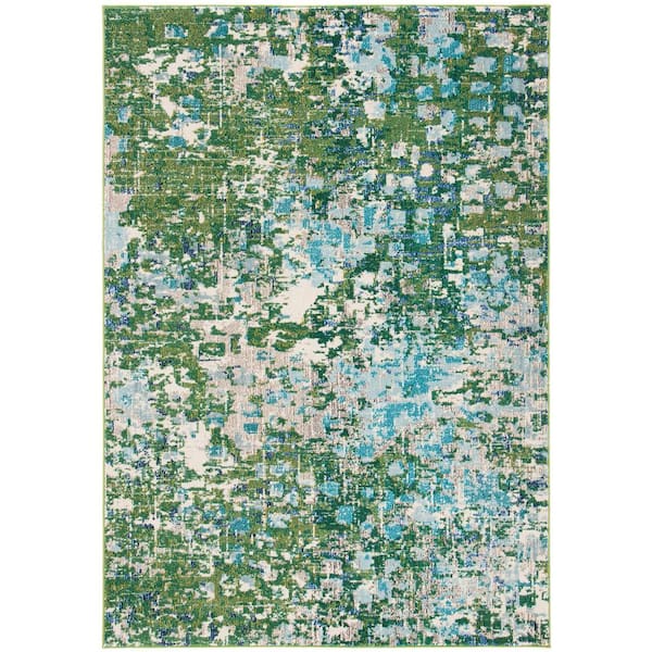 SAFAVIEH Madison Green/Turquoise Doormat 2 ft. x 4 ft. Geometric Abstract Area Rug