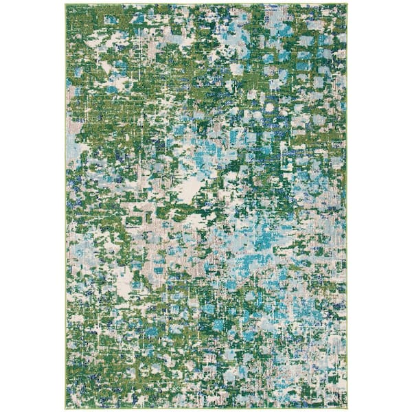 SAFAVIEH Madison Green/Turquoise 5 ft. x 8 ft. Abstract Area Rug
