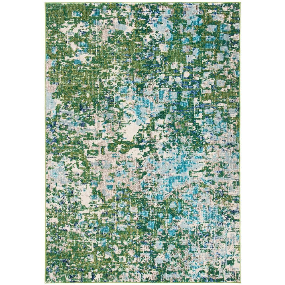 SAFAVIEH Madison Green/Turquoise 6 ft. x 9 ft. Abstract Area Rug ...