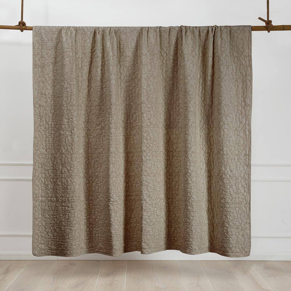 Taupe Twin Reversible Microfiber Quilt Set