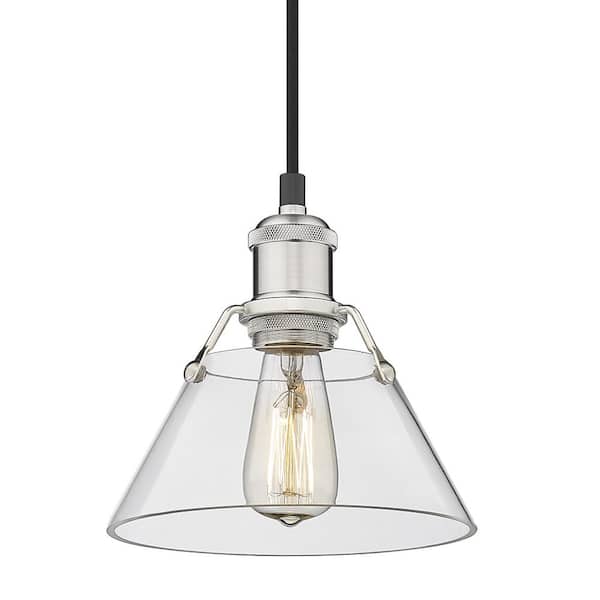 Golden Lighting Orwell 7.5 in. 1-Light Pendant in Pewter with Clear Glass Shade