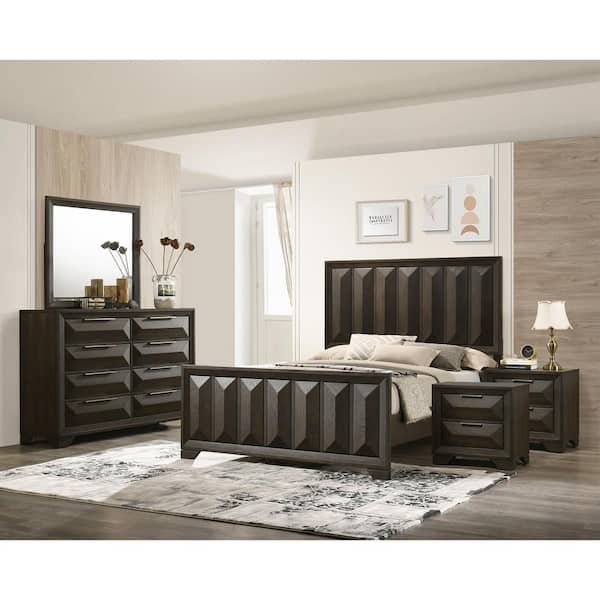 Furniture of America Pinnete 5-Piece Espresso Wood King Bedroom Set