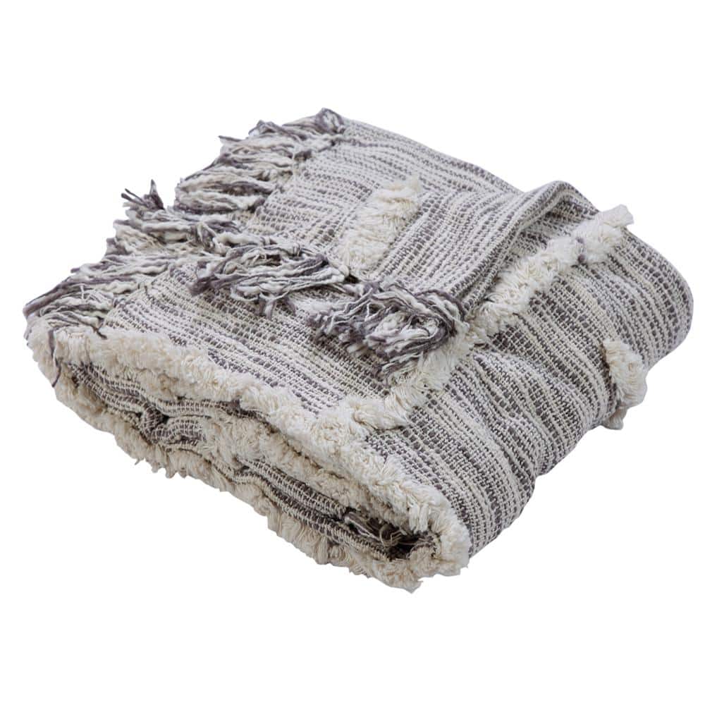Soft Gray Cotton Machine Washable Throw Blanket