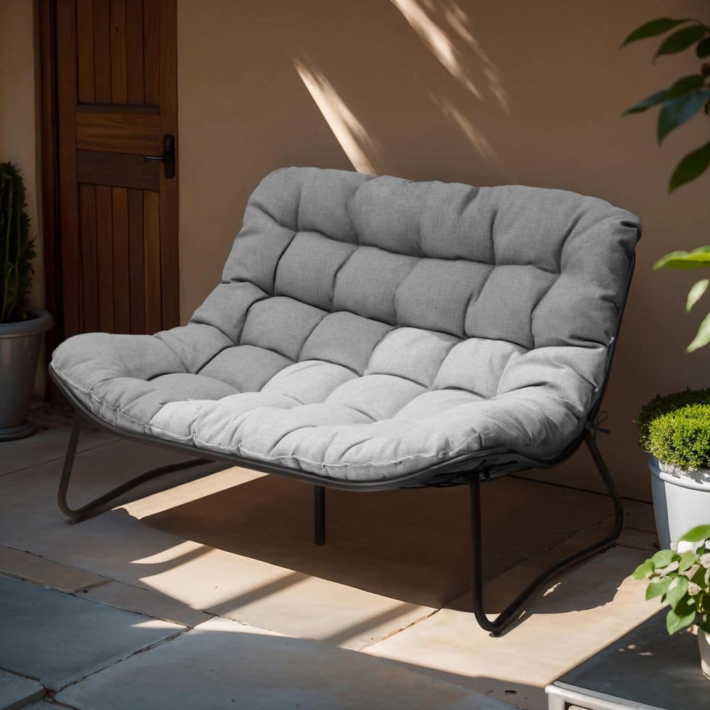 2-Seater Outdoor Loveseat Sofa Set Patio Wicker Sectional Furniture with 4 in. Thickened Dark Gray Cushion for Garden price history on PriceWatchPro
