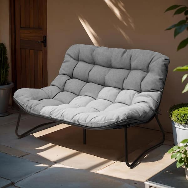 Crestlive Products 2-Seater Outdoor Loveseat Sofa Set Patio Wicker Sectional Furniture with 4 in. Thickened Dark Gray Cushion for Garden