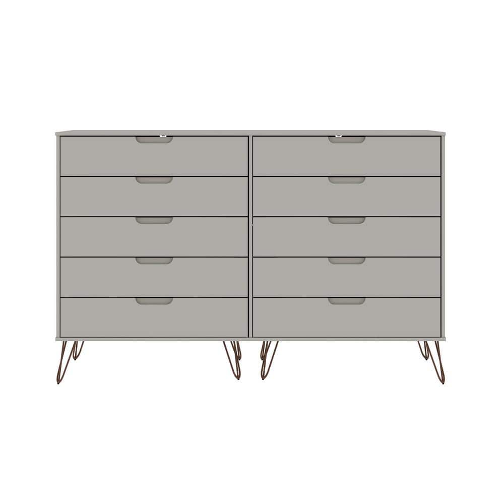 Rockefeller 10-Drawer Off-White Double Tall Dresser (44.57 in. H x 69.72 in. W x 19.02 in. D) -  Manhattan Comfort, 156GMC8