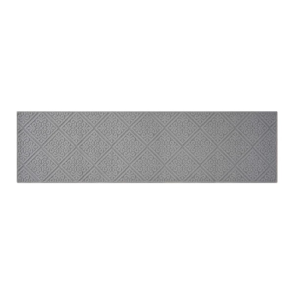 Austell Solid 2 ft. x 8 ft. Light Gray Geometric Runner Rug