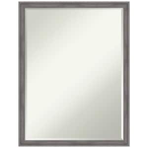 Florence Grey 19.75 in. x 25.75 in Petite Bevel Casual Rectangle Framed Bathroom Wall Mirror in Gray