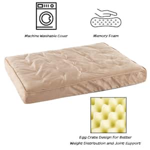Medium Tan Egg Crate Memory Foam Orthopedic Pet Bed