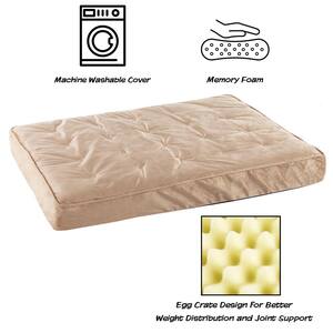 Medium Tan Egg Crate Memory Foam Orthopedic Pet Bed
